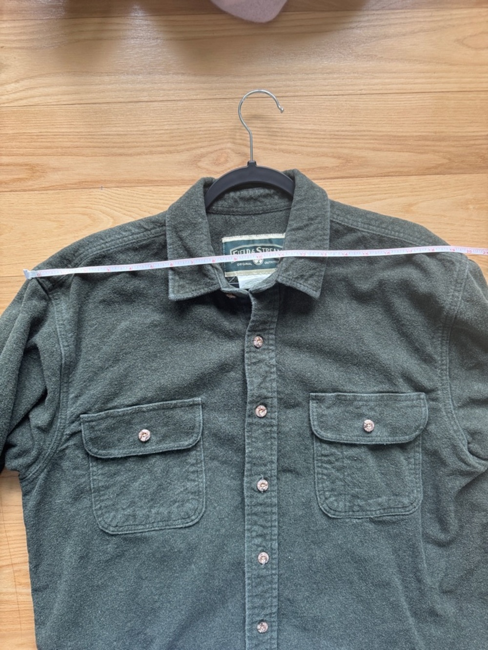 Field & Stream Button Down Shirt Large Green Flannel Workwear Outdoors Shacket - Picture 8 of 9